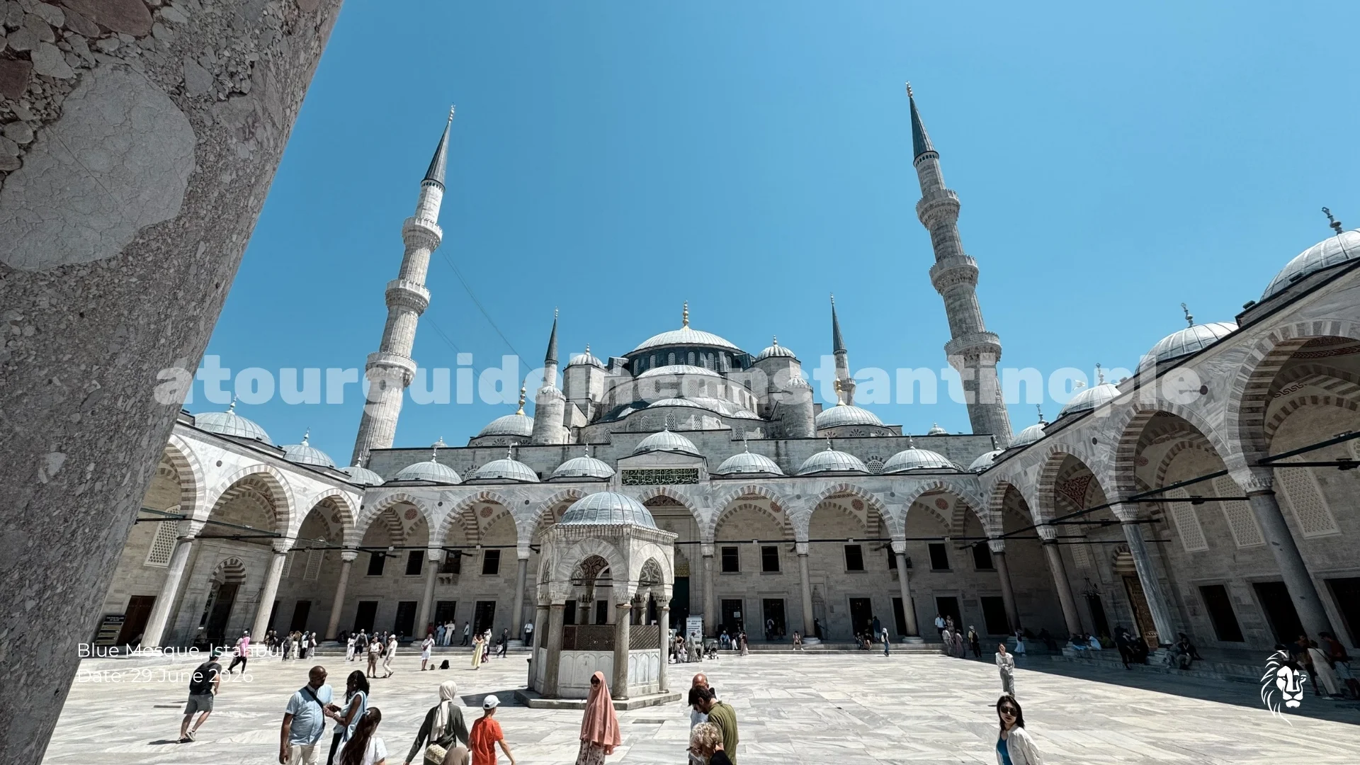Visiting Blue Mosque in 2026 showing the mosque's current exterior appearance after ongoing restoration work.